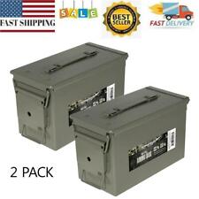 50 Cal Metal Ammo Can Military Steel Box Shot Rifle Ammo Storage - 2 Pack picture