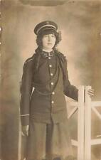 WW1 rppc FEMALE Soldier Motor Corps NLWS Red Cross Beautiful Young Photo Rare picture