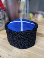 Kubanka Cossack Hat Black Astrakhan Karakul Fur Red Top Silver Cross Papakha