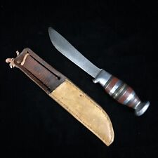 WWII theater made fixed blade trench art fighting knife & sheath  picture
