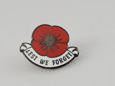 Remembrance Veterans Lest We Forget Red Poppy Enamel Pin White Banner picture