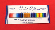 WWI British three ribbon bar on card 1914-1915 Star, General Service - Victory picture