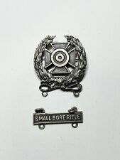 Vintage Military Marksman Badge w Small Bore Rifle Ladder Bar Sterling Lapel Pin picture