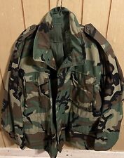 US Army Cold Weather Field Jacket LARGE Reg  M65 Mens Woodland Camo Coat / Hood picture