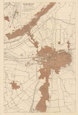 1918 Royal Engineers Map of Damascus, Syria, World War I, 'Captured Enemy Map'