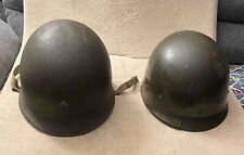Original US WW2 M1 Front Seam Fixed Bale Helmet With Seaman Liner Chin Strap picture