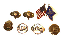 7 Vintage U.S. Military Metal Collar Lapel Pins picture