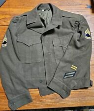 WW2 US Army Sergeant First Class SFC Ike Jacket 38S -  1 Year Overseas Stripes picture