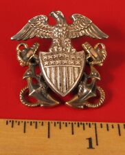STERLING SILVER GOLD FILLED US NAVY BADGE INSIGNIA EAGLE BROOCH ANCHOR AMICO PIN picture