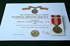 NDSM National Defense Service Medal and Certificate Army Navy Air Force Marines
