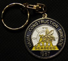 US NAVY SEABEES NAVAL CONSTRUCTION BRIGADE 1967 COMMEMORATIVE KEYCHAIN - USN NCF