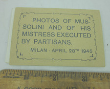 set of 5 PHOTOS OF MUSSOLINI & MISTRESS EXECUTED BY PARTISANS booklet 1945 3.5"