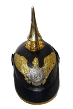 Prussian Militia Helmet Brass Spiked Helmet German Pickelhaube Leather Helmet