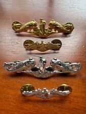 Set (4) Post WW2 USN Navy Silver & Gold Dolphins Submarine Badge Pins, markings picture