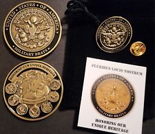 NEW RELEASE~MILITARY BRAT SEAL ANTIQUE BRONZE CHALLENGE COIN & PIN SET picture