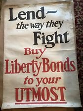 WW 1 OriginalLinen Backed poster. 42” X 29”. Black And Red Lettering picture