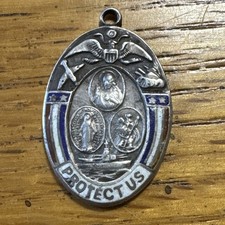 WWII Era US Military Religious Medal-“ Protect Us”- Sterling Silver