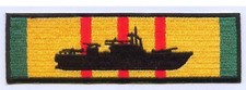 USN NAVY PBR PATROL BOAT RIVER SILHOUETTE ON VIETNAM SERVICE RIBBON PATCH MRF