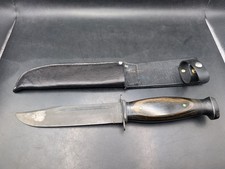 🔥 KABAR 1209 VIETNAM COMBAT FIGHTING FIXED BLADE KNIFE SHEATH WOOD HANDLE RARE
