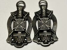 PAIR OF ANTIQUE MILITARY COAT OF ARMS UNIFORM BUCKLES picture