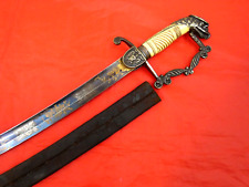 EXCEPTIONAL LARGE ANTIQUE AMERICAN EAGLE HEAD SWORD BLUE / GOLD BLADE dagger 19C picture
