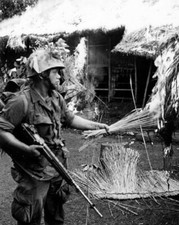 Marine sets fire Vietnamese hut Operation Prairie III 8X10 Vietnam War Photo 441