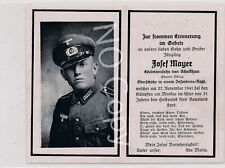 Photo WK2 Remembrance Card - Josef Mayer - Fallen At Fighting To Moscow picture