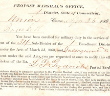 Connecticut Civil War Provost Marshal's Military Duty Enrollment Draft Document picture