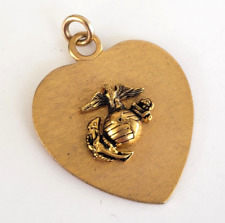 Vintage Lamode Gold Filled USMC United States Marine Corps Heart Pendant 1-1/8