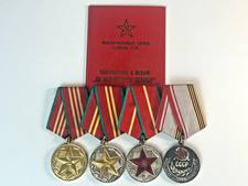 USSR Medal Set 10 15 20 Years Impeccable Service Veteran Medal + Award Book USSR