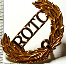 Vintage Military ROTC Pin Hat Badge Wreath Gold GEMSCO picture