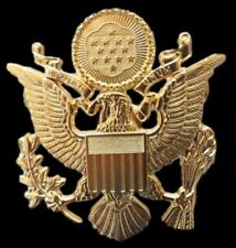U.S Military Army Officer's Hat lapel Pin Large Gold Cap Badge insignia 1-3/4