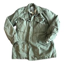 US Military Field Jacket Mens Vintage Green Zip Snaps Sold Pockets Long Sleeve S picture