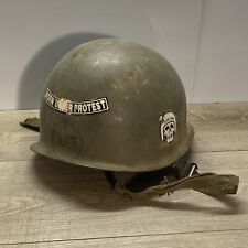 Original US Army Military WW2  M1 Steel Helmet Swivel-Bale Front Seam picture