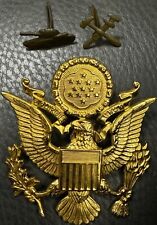 US ARMY Officer Hat EAGLE BADGE Insignia + 2 Steel Pronged Tank & Hammer Wrench picture