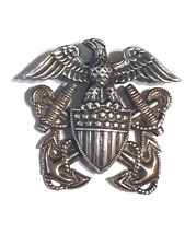 Vintage U. S. Navy Sterling & Gold Filled Eagle & Anchors Pin A1 picture