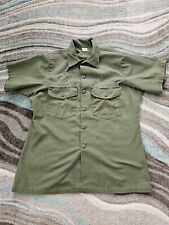 Vintage Army Military Utility Shirt Mens  16.5 Large Green 70s 80s Workwear picture