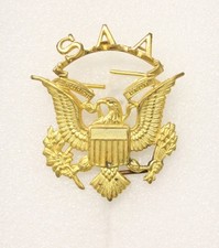 Military School Hat Badge - Eagle w/SAA" - nhm, prongs - Cadet 3032