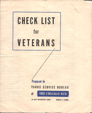 1944 WWII YANKS SERVICE BUREAU The Chicago Sun brochure CHECK LIST FOR VETERANS