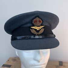 Original WW2 RAF Officers Peaked Cap Kings Crown Cap Badge Burberrys picture