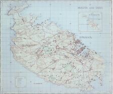 MALTA & GOZO LIGHT ANTI AIRCRAFT DEFENCES 1943  HISTORIC MOUNTED WAR MAP picture