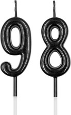 98Th & 89Th Birthday Candles, Black Number 98 89 Candle for Cake, Happy Birthday