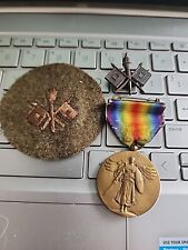 WW1 Signal Corp Collar Badge + Arm Patch + Victory Medal -SEE STORE MORE WW1 picture
