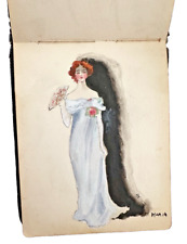 WW1 / EDWARDIAN  SUFFRAGETTE PERIOD AUTOGRAPH BOOK.BEAUTIFUL COLOURED SKETCHES picture