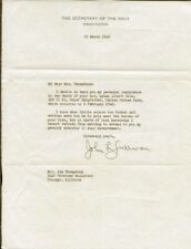 WWII~U S Navy~Letter of Condolence from John L Sullivan to Mother of Son~'48 picture
