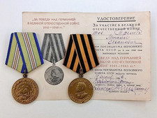 Soviet Medals WWII For Defense Caucasus, For Victory over Germany. USSR Document
