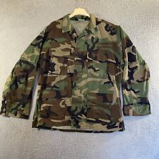 Vintage Military Coat Mens Large Woodland Camo Combat 90s Army Shirt Jacket picture