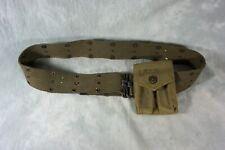 Rare 1942 WWII US Army Web Pistol Belt w/ Snap on 45 cal Magazine Pouch picture